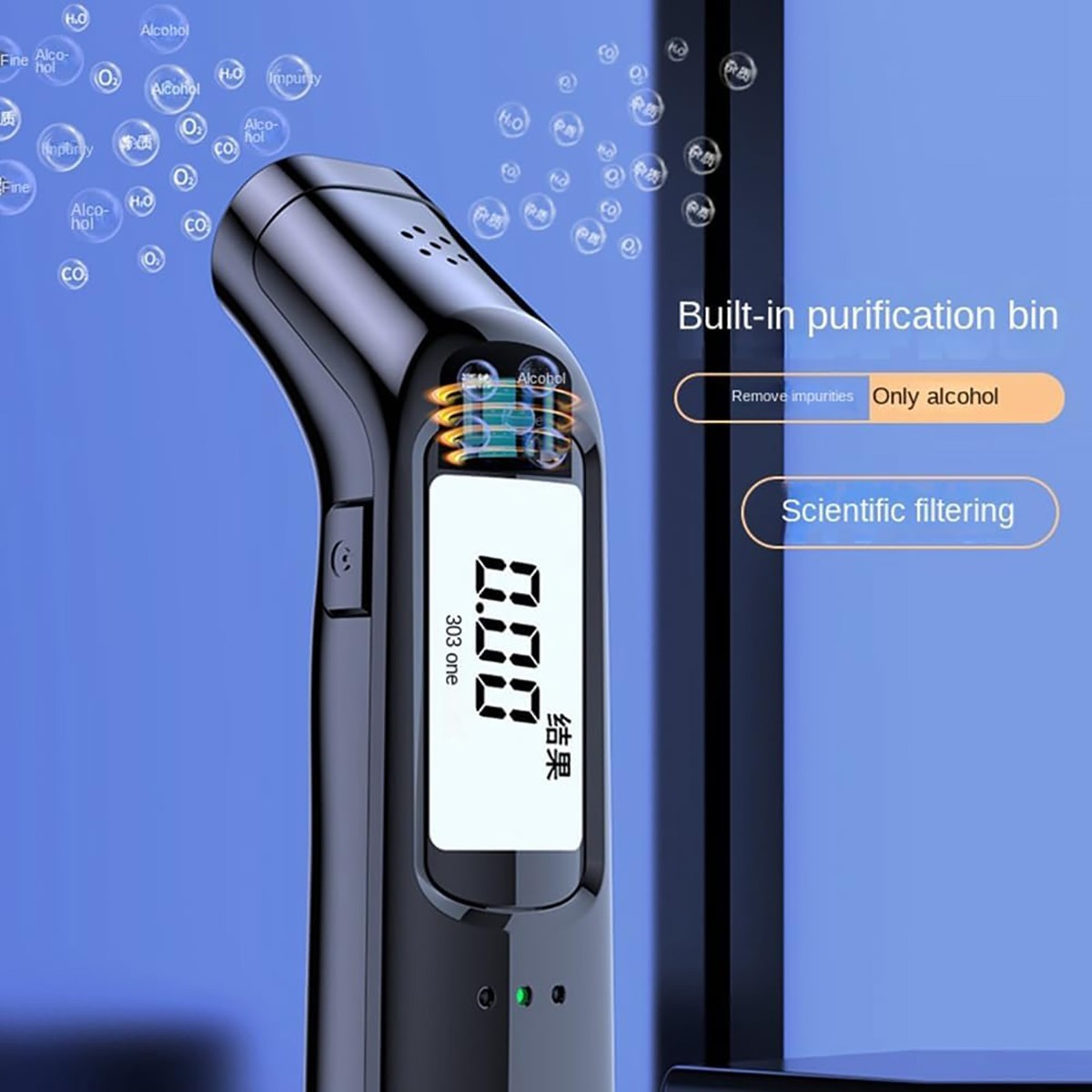 ALCOOL TEST PORTATILE MR998 DISPLAY LED TESTER ETILOMETRO SENZA CONTATTO EBREZZA
