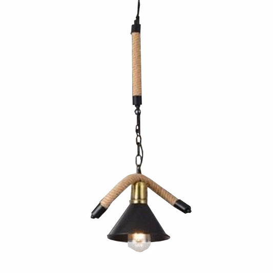 LAMPADARIO SOSPENSIONE E27 CORDA CANAPA PENDENTE CAMPANE STILE RUSTICO VINTAGE