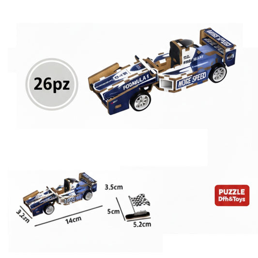 PUZZLE 3D FORMULA 1 AUTO CORSA LEGNO GIOCO COSTRUZIONI BAMBINI MODELLISMO 32383
