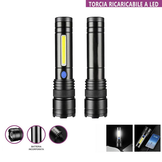 LAMPE DE POCHE RECHARGEABLE LED LATÉRALE COB USB PUISSANTE BATTERIE PORTABLE TE-B0621