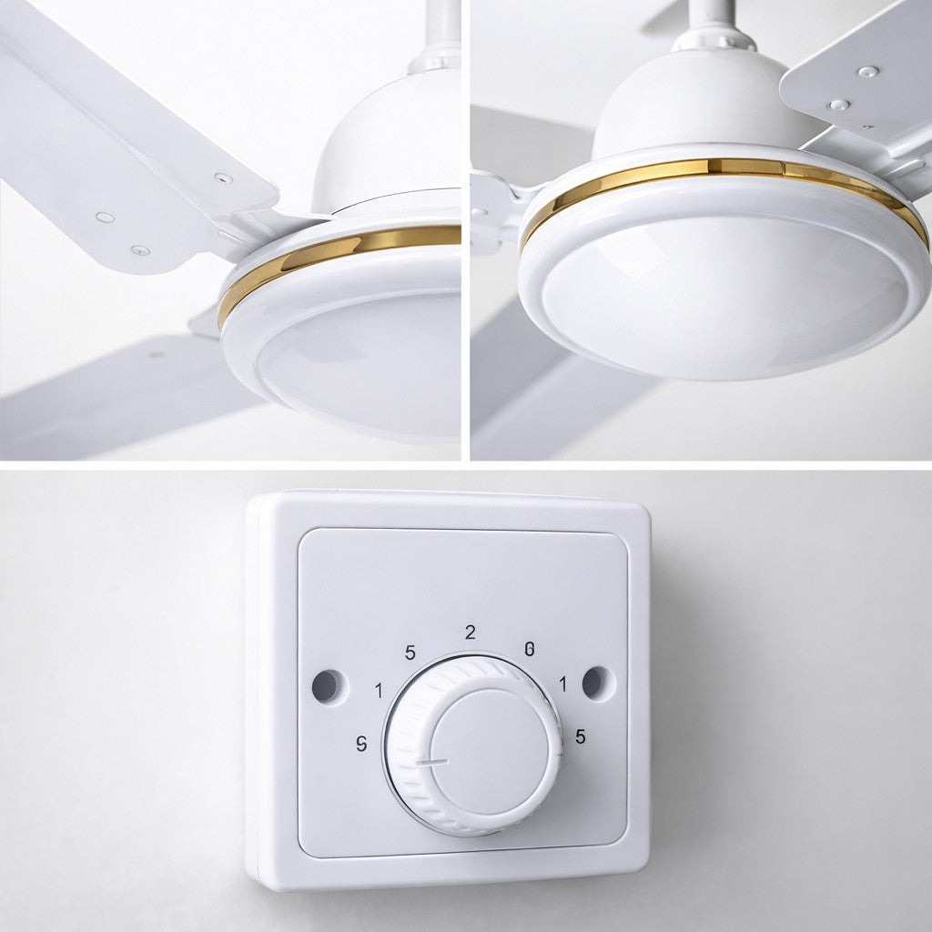 VENTILATEUR DE PLAFOND INDUSTRIEL 3 PALES Ø 120CM 65W COMMANDE MURALE MAISON