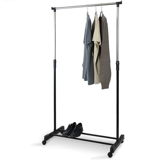 PORTE-MANTEAU TÉLESCOPIQUE EXTENSIBLE SIMPLE À ROULETTES 80x42x155CM 69064