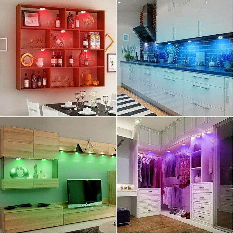 PACK DE 5 SPOTS LED RGB ADHÉSIFS SPOT DÉCORATIF MULTICOLORE TÉLÉCOMMANDE TEB0314