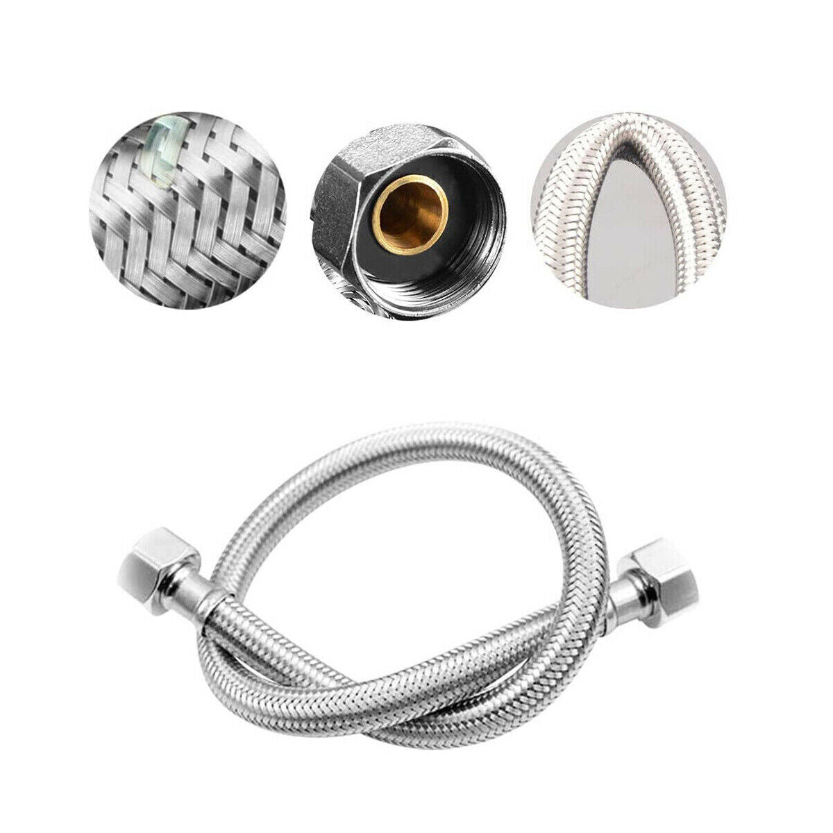 COPPIA TUBO FLESSIBILE 50CM TUBI ACQUA CALDA E FREDDA CALDAIA 1/2X1/2 DGO-172