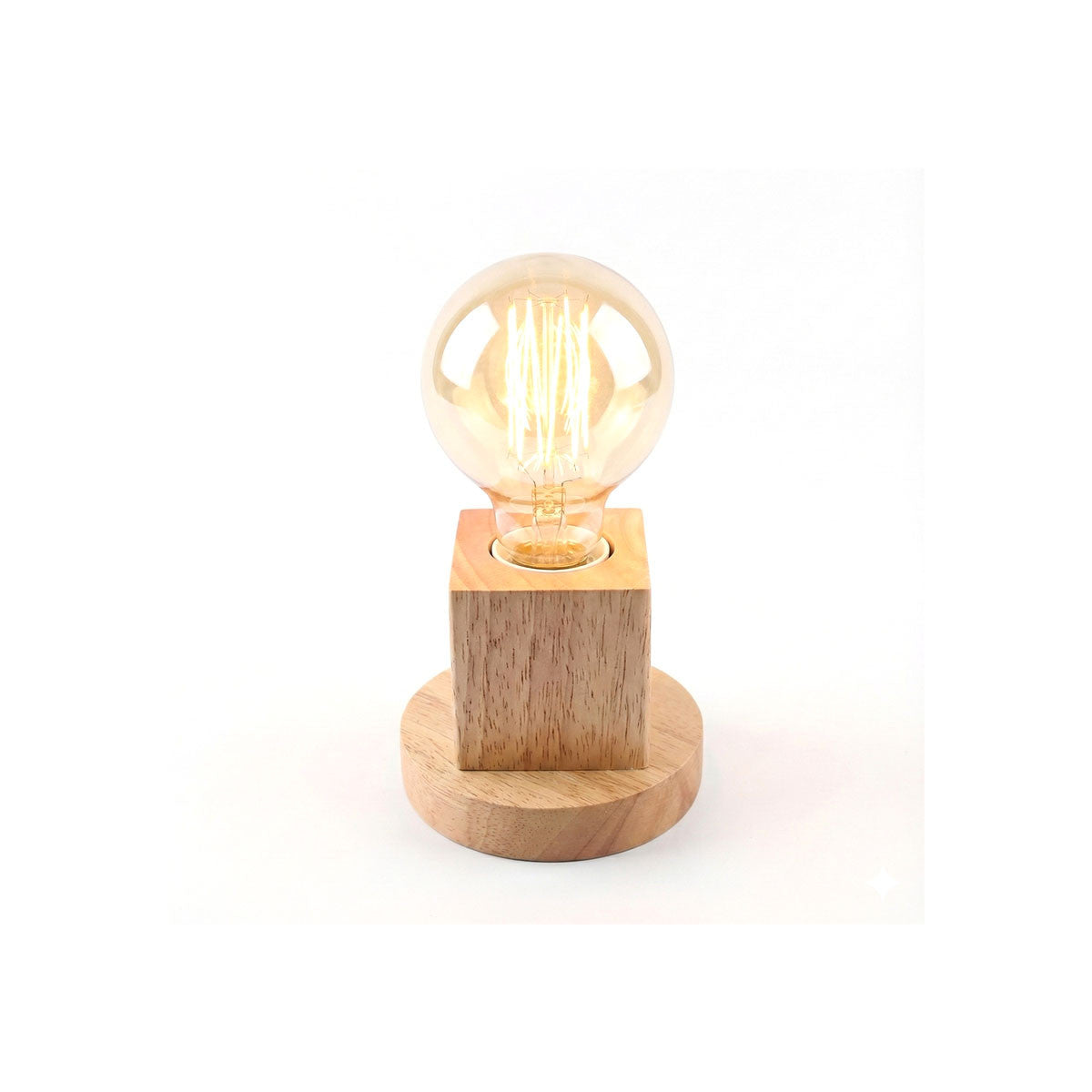 LAMPADA DA TAVOLO LEGNO E27 BASE QUADRATA DESIGN MODERNO PORTALAMPADA ET-31633