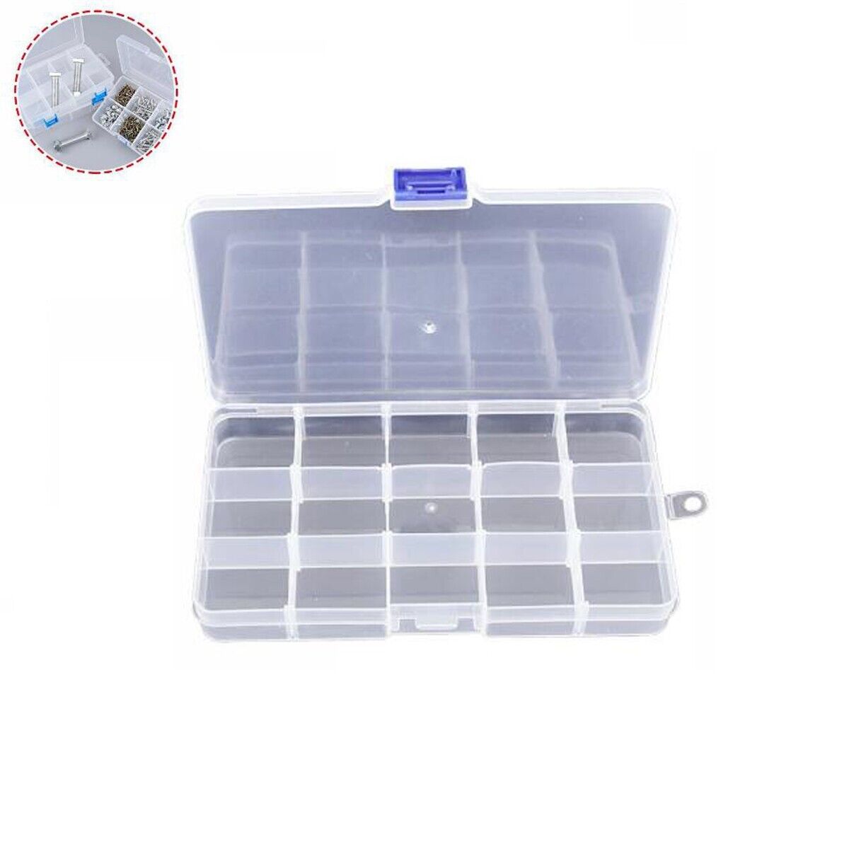 SCATOLA PLASTICA CONTENITORE GIOIELLI PERLINE UTENSILI VITI VARI SCOMPARTI 68516