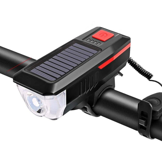 ÉCLAIRAGE VÉLO LED RECHARGEABLE ÉNERGIE SOLAIRE PHARE FEU ARRIÈRE VÉLO USB KLAXON