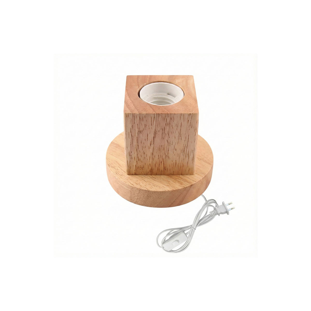 LAMPADA DA TAVOLO LEGNO E27 BASE QUADRATA DESIGN MODERNO PORTALAMPADA ET-31633