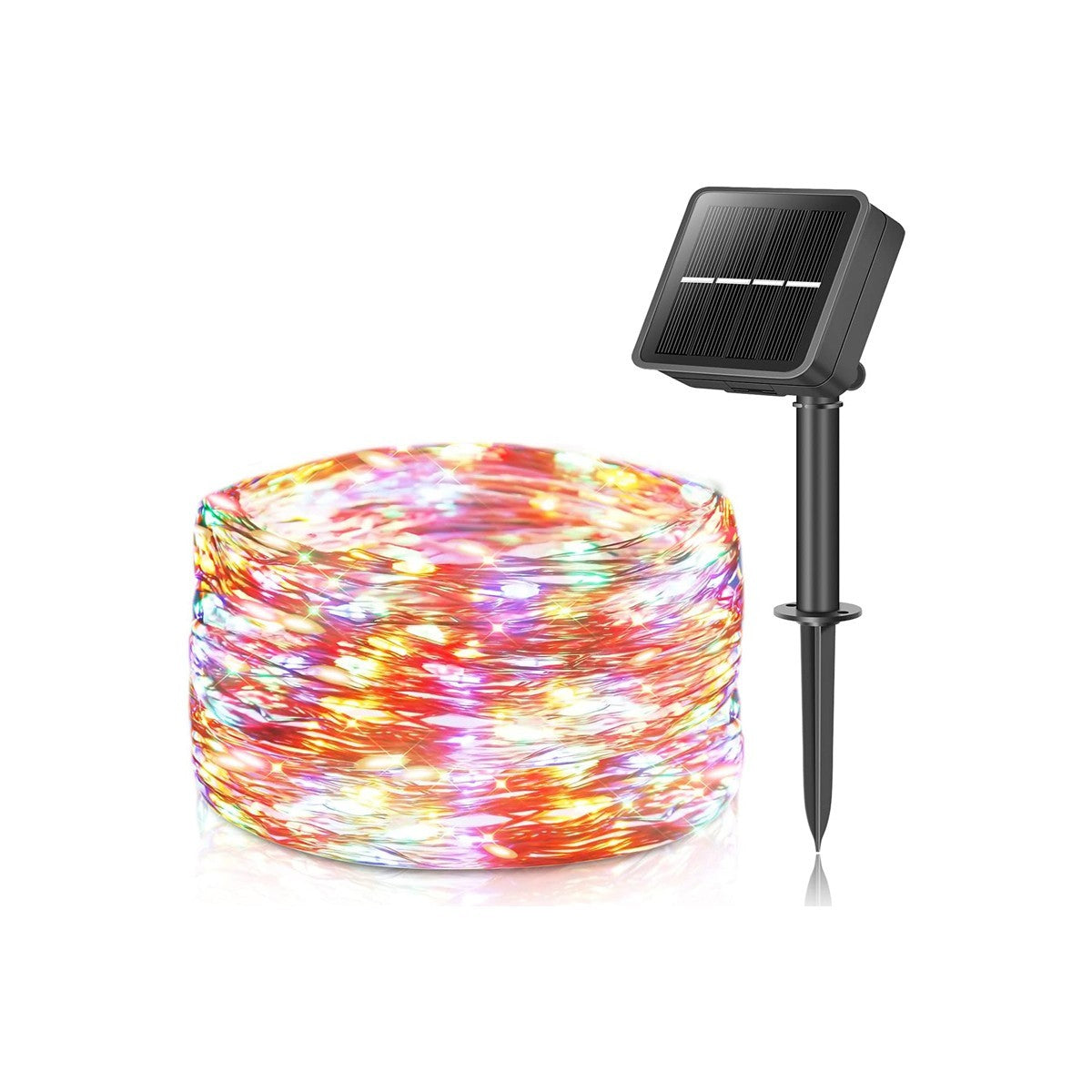 CATENA LUMINOSA SOLARE 10M 100 LED RAME RGB ESTERNO GIARDINO IP44 8 NATALE
