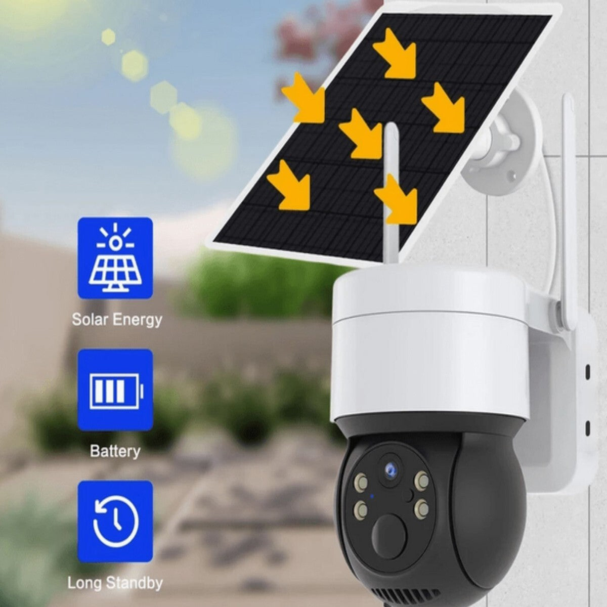 TELECAMERA VIDEOSORVEGLIANZA PANNELLO SOLARE WIFI SICUREZZA ALLARME JT-8258T