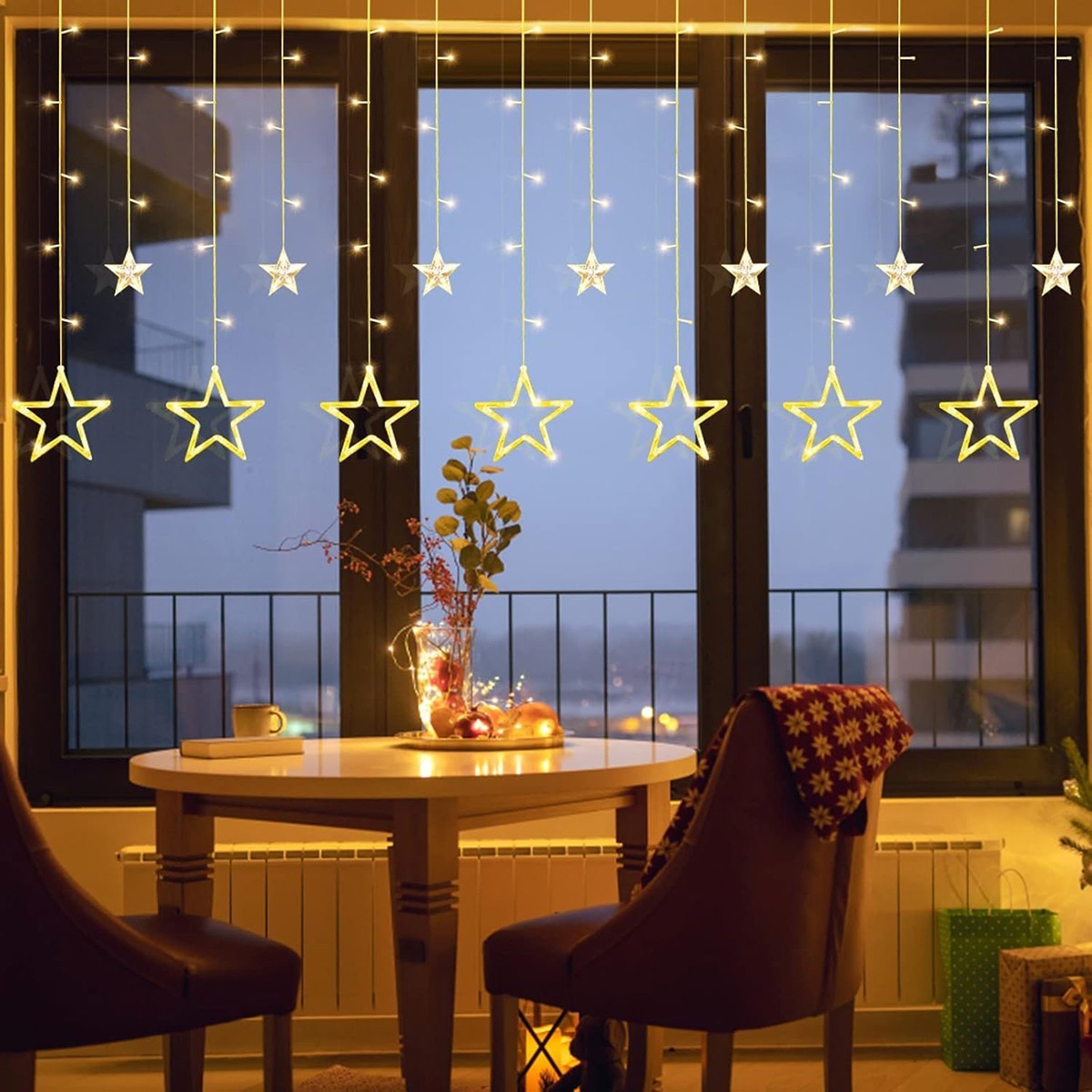 GUIRLANDE LUMINEUSE ÉTOILE BLANC CHAUD ÉTOILES LUMIÈRES LED NOËL FÊTES DÉCORATIONS