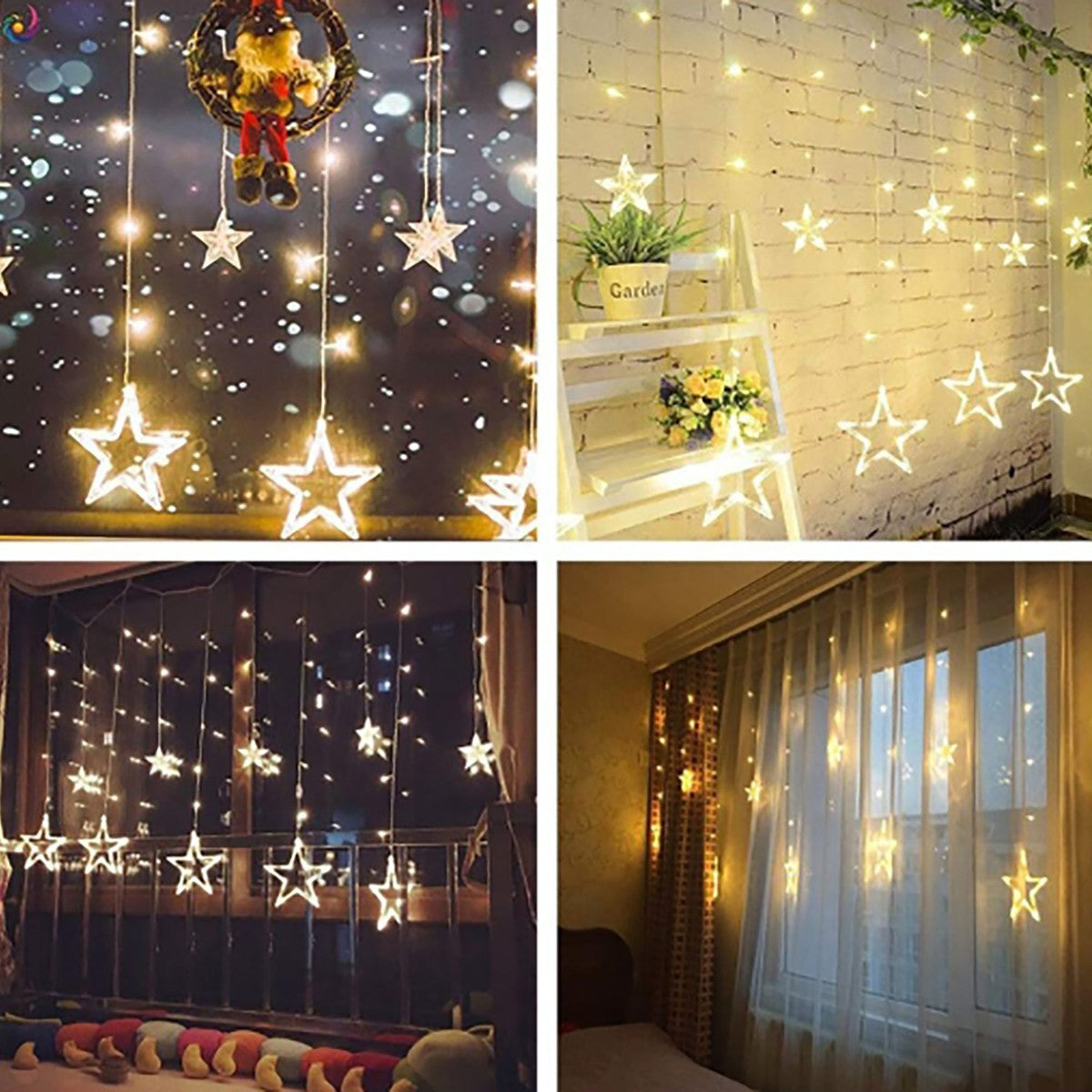 GUIRLANDE LUMINEUSE ÉTOILE BLANC CHAUD ÉTOILES LUMIÈRES LED NOËL FÊTES DÉCORATIONS