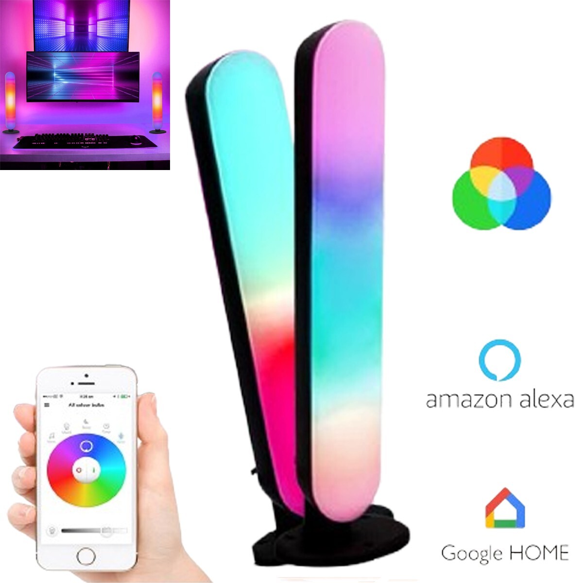 LAMPADA ATMOSFERA LUCE LED RGB DA GIOCO BARRA PC TV CAMERA SMART AMBIENTE CASA