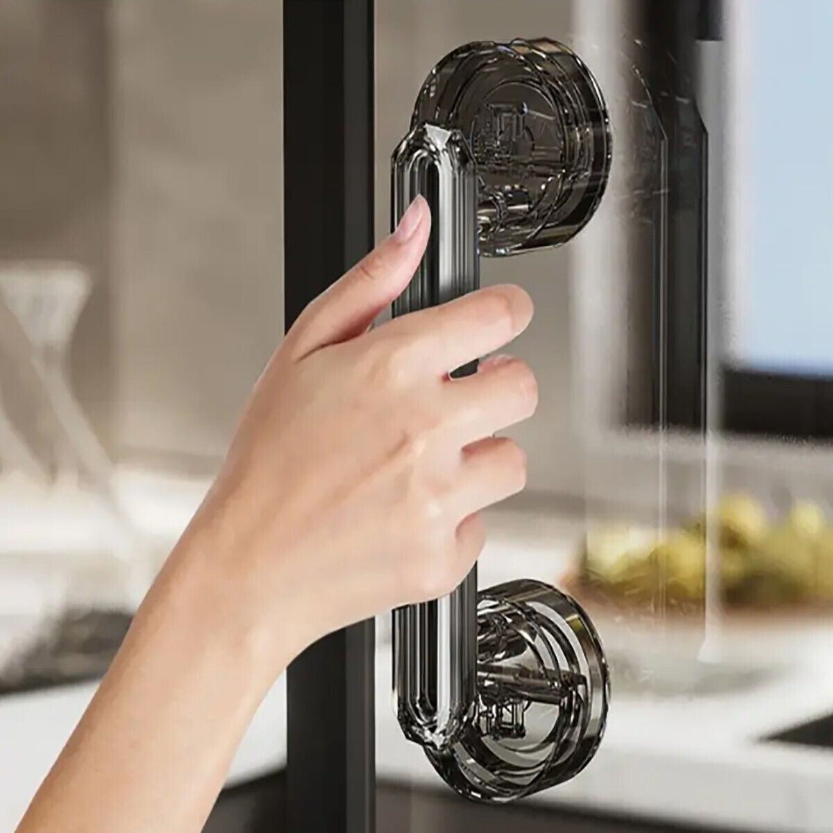 MANIGLIA VETRO DOCCIA BAGNO DOPPIA VENTOSA PIASTRELLE SICUREZZA DISABILI ANZIANI