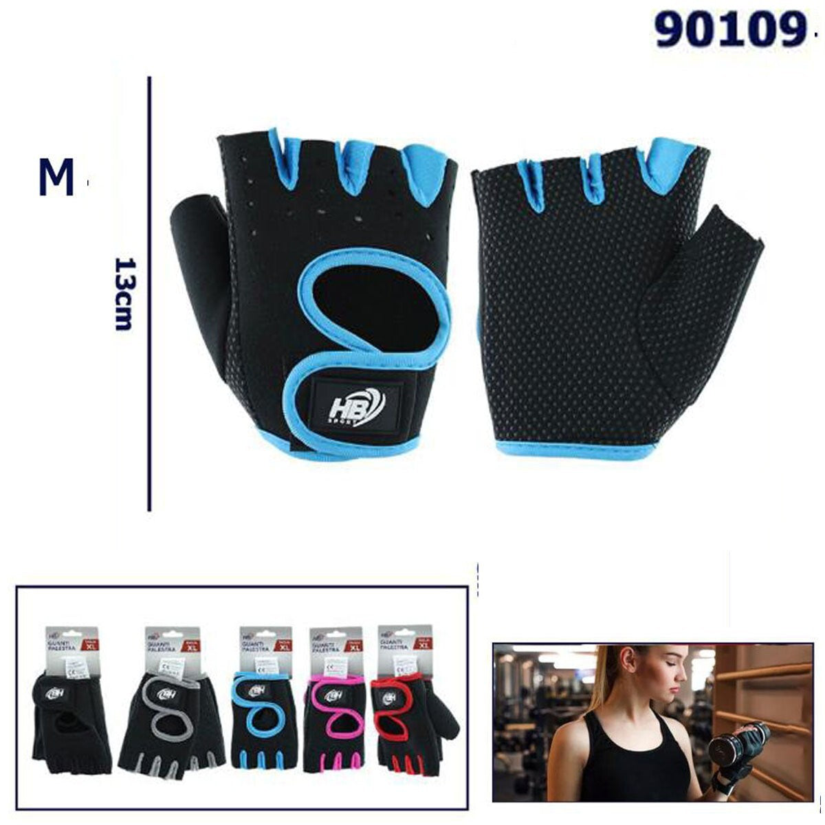 GUANTI ANTISCIVOLO PALSTRA SPORT GUANTO FITNESS MEZZO DITA TAGLIA M  90109