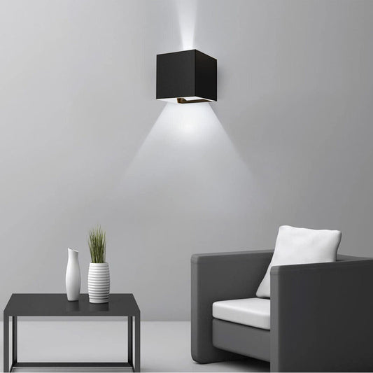 APPLIQUE LED COB LAMPADA PARETE 20W QUADRATO NERO FREDDO INTERNO ESTERNO 18