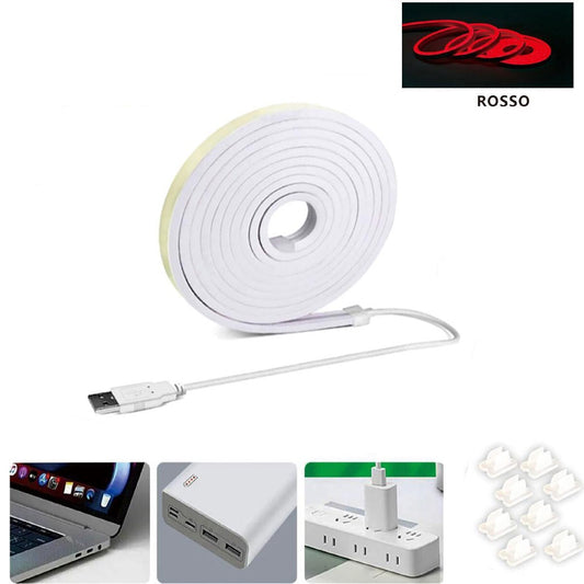 BANDE LED FLEXIBLE POUR CROCHETS RAIL PLAFOND USB INSCRIPTION LUMIÈRE ROUGE