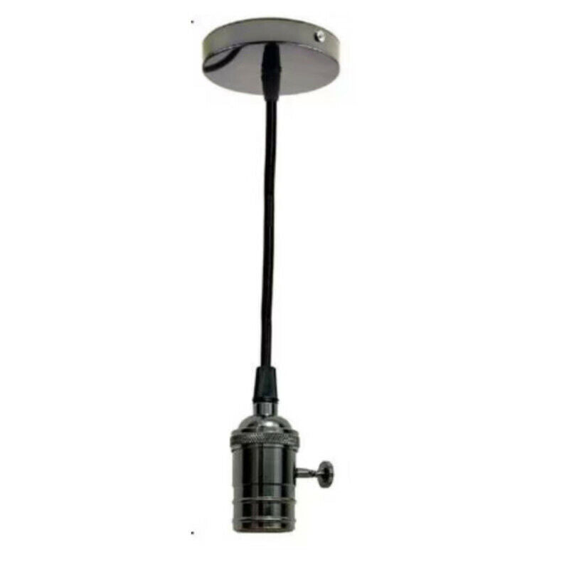 PORTALAMPADA LAMPADARIO SOSPENSIONE SOFFITTO PENDENTE VINTAGE 2MT NERO PERLA