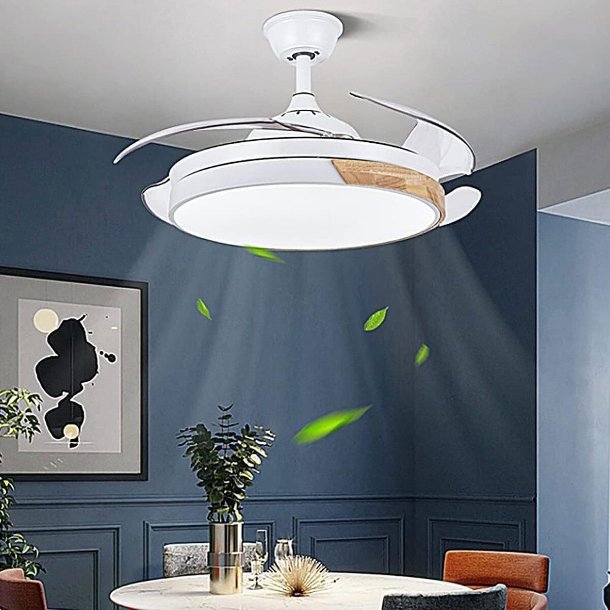 VENTILATEUR DE PLAFOND LUMIÈRE LED 3000K 6500k PLAFONNIER LUSTRE 85W 50 CM SJ-200