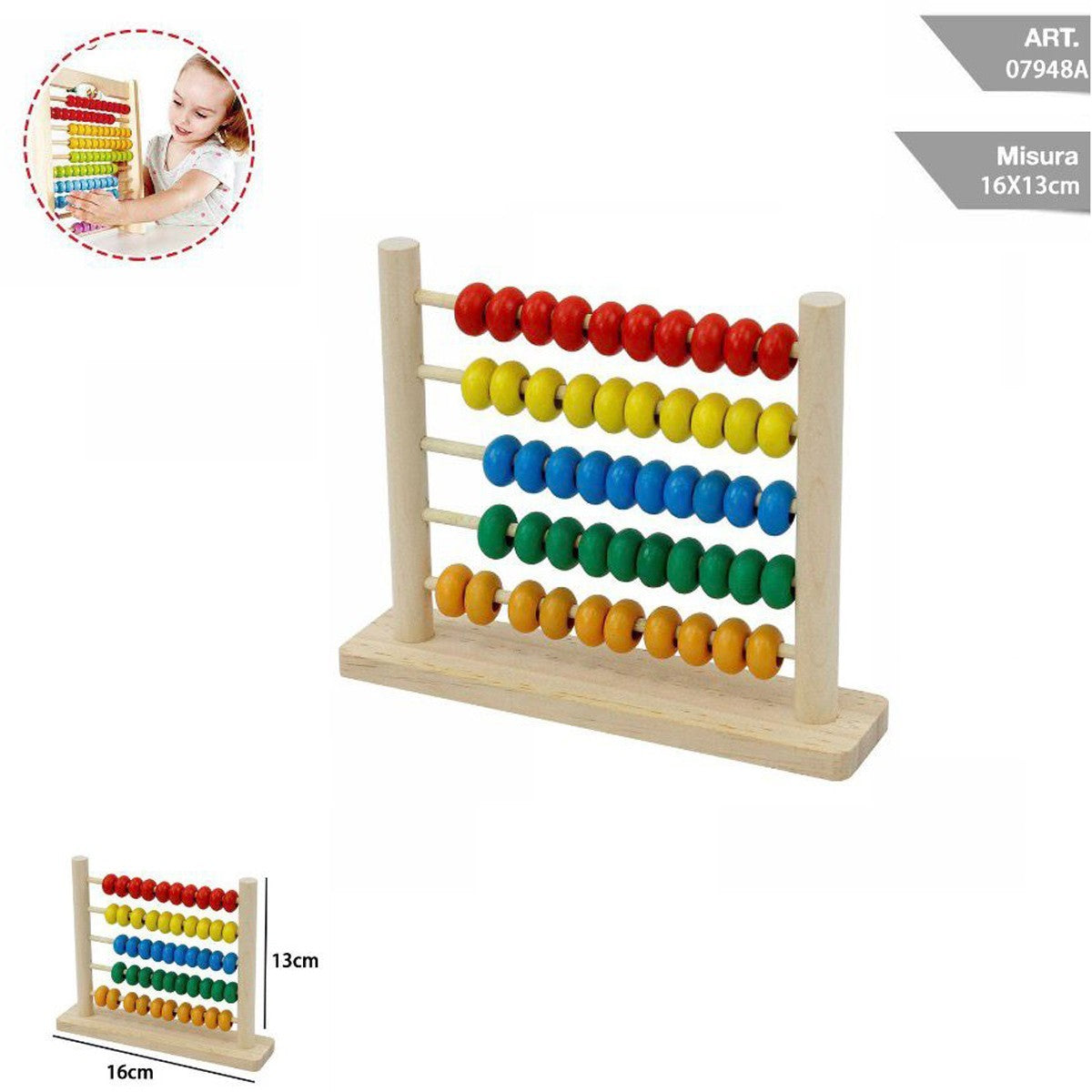 ABAQUE JEU ÉDUCATIF EN BOIS POUR ENFANTS CALCULS MATHÉMATIQUES APPRENTISSAGE 07948A