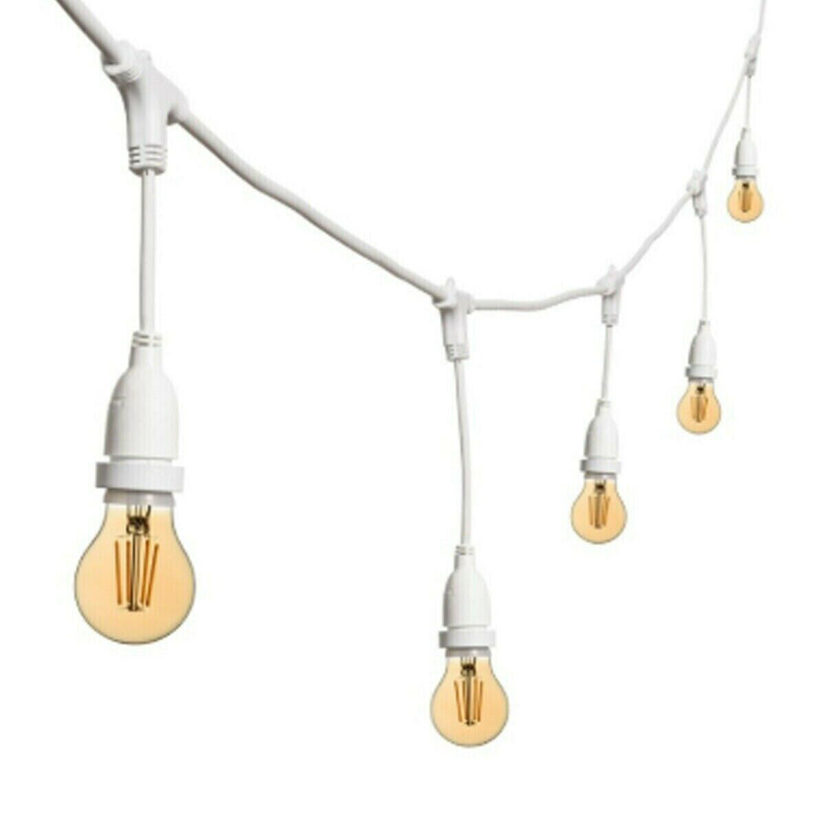 GUIRLANDE LUMINEUSE 10M 10 DOUILLES E27 BLANCHE EXTENSIBLE IP44 INTÉRIEUR EXTÉRIEUR