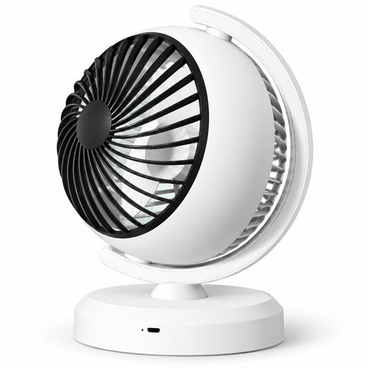 VENTILATORE DA TAVOLO A SFERA 3 VELOCITÀ LUCE LED ROTAZIONE 180° CAMERA AS-07117
