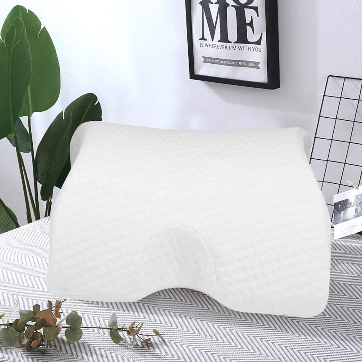 CUSCINO COLLO ERGONOMICO MEMORY FOAM SUPPORTO CERVICALE ANTI PRESSIONE AS-08142
