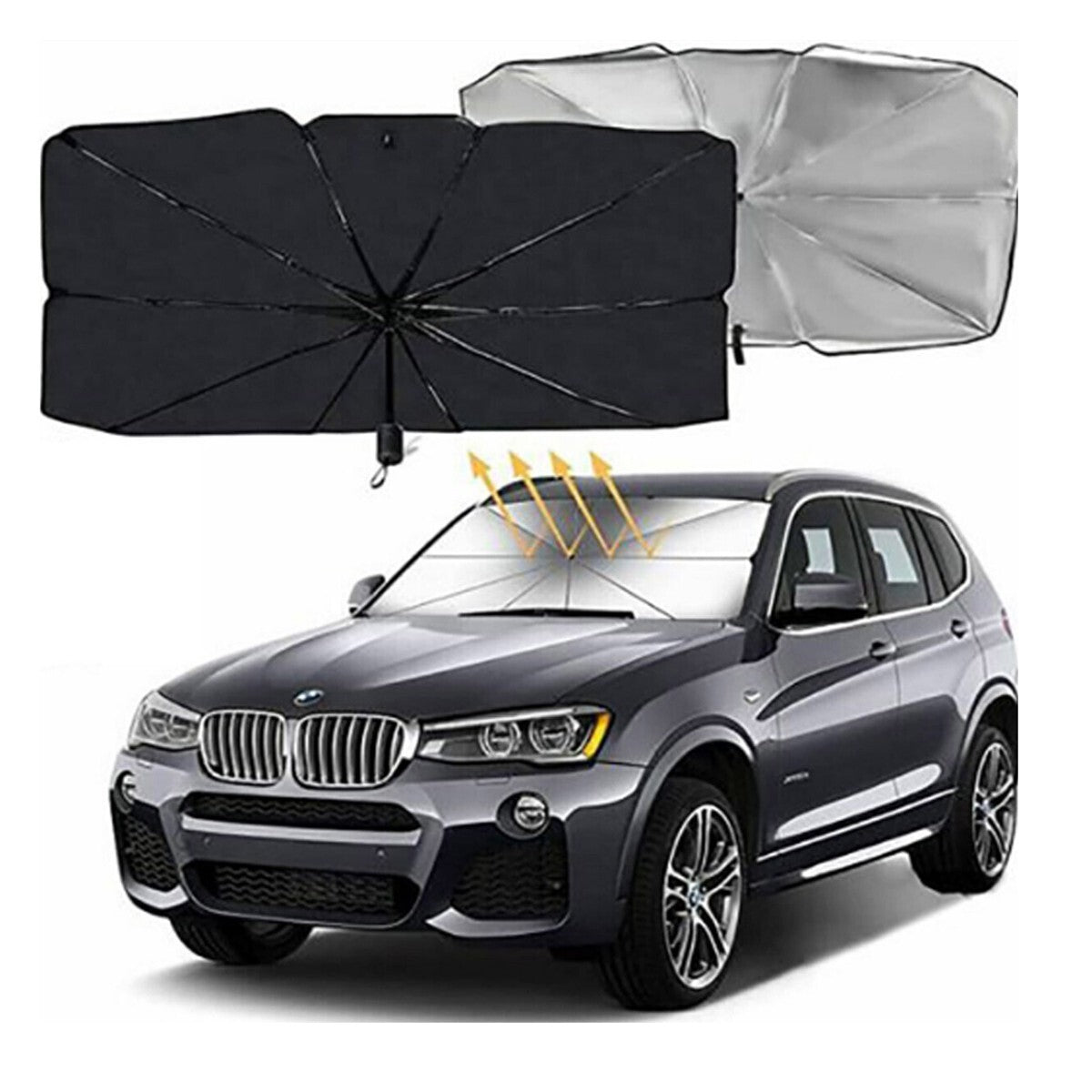 PARASOLE PER AUTO PARABREZZA ANTERIORE PIEGHEVOLE 140X80 CM OMBRELLO PORTATILE