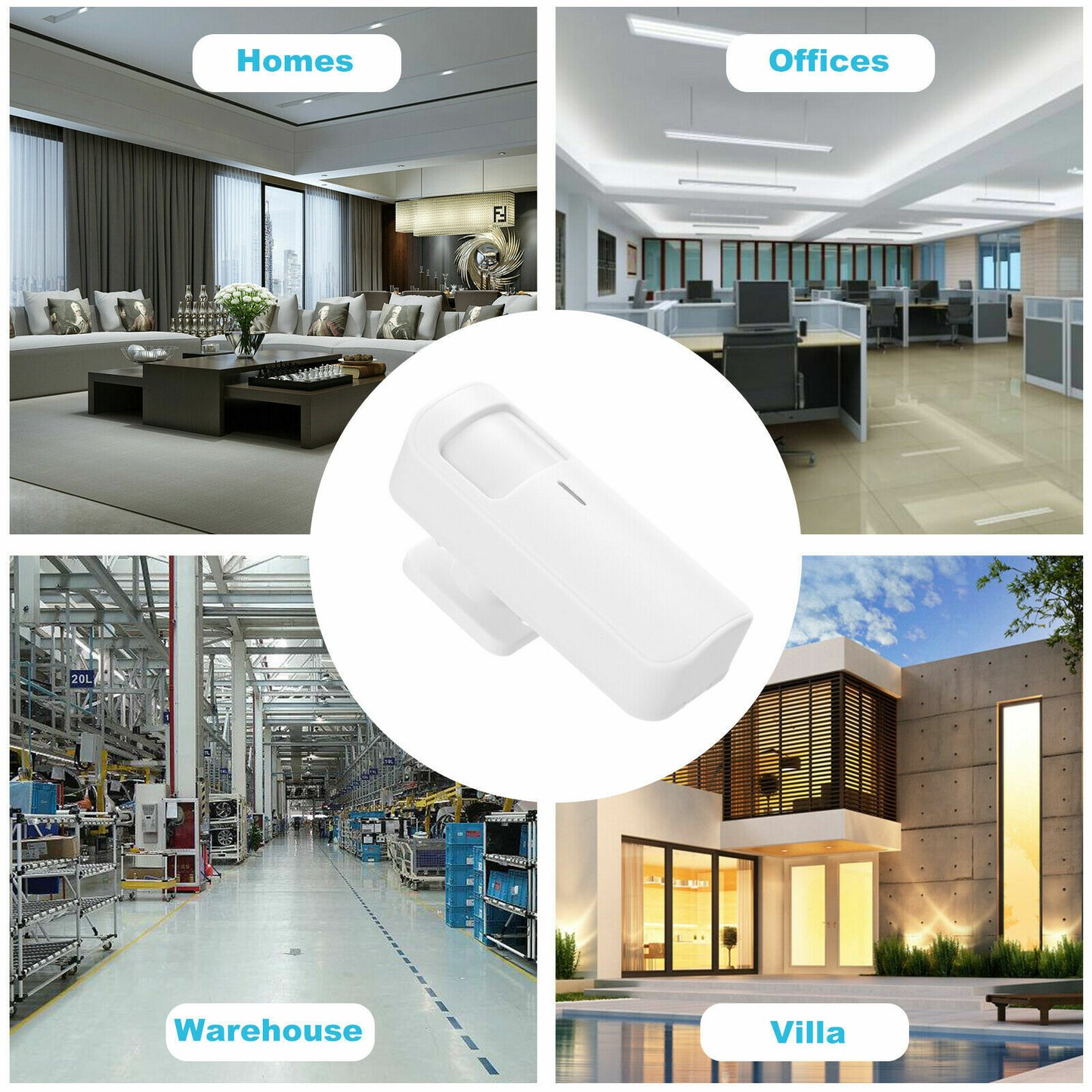 SENSORE DI MOVIMENTO PIR VOLUMETRICO WIRELESS ALLARME ANTIFURTO RF 433 MHZ