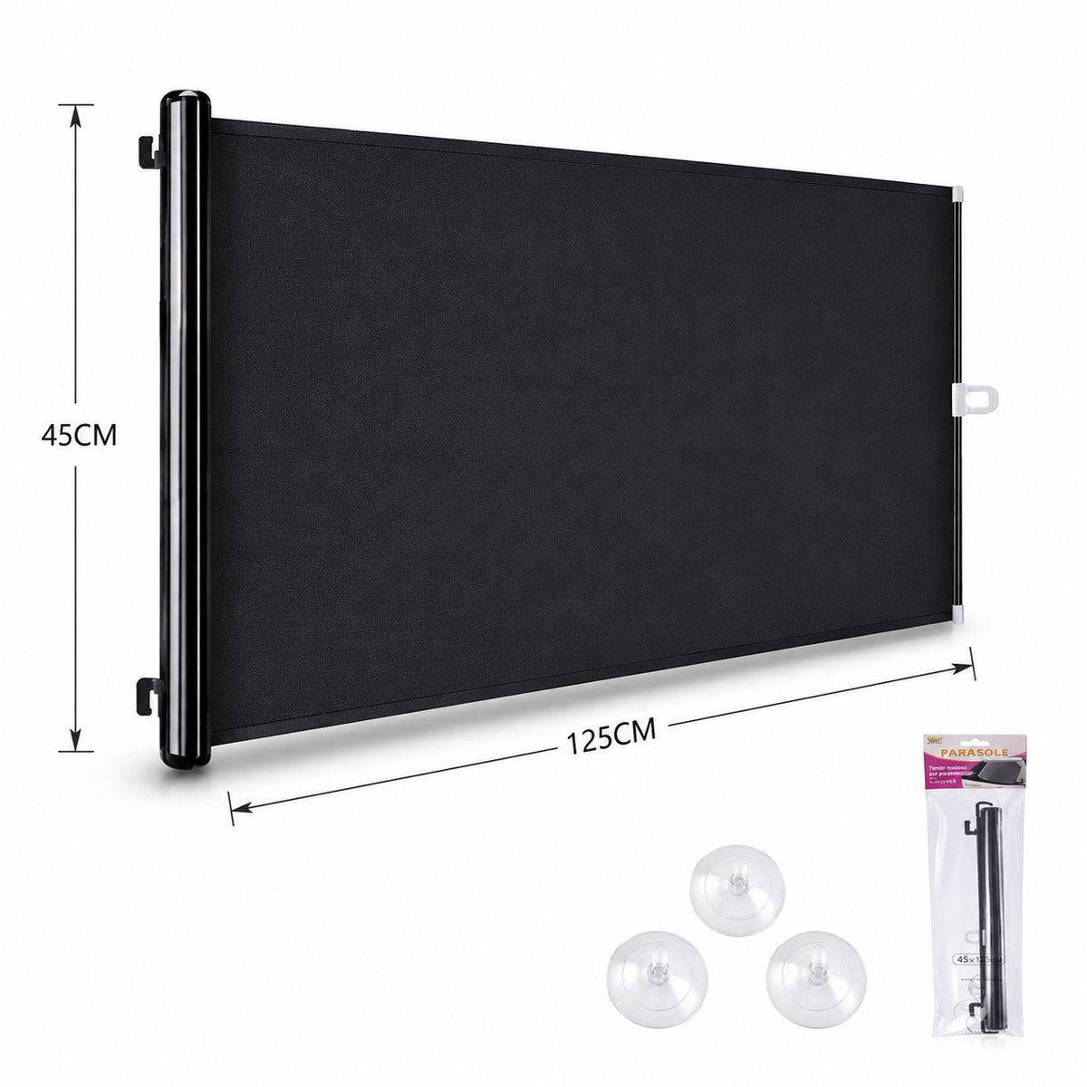 PARE-SOLEIL ENROULABLE POUR VOITURE 125x45CM PARE-BRISE OCCULTANT CA-02468