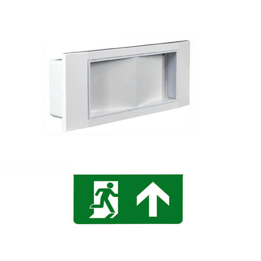 LAMPE DE SORTIE DE SECOURS INDICATIONS TOUT DROIT DEVANT LED SÉCURITÉ LUMIÈRE BLANCHE