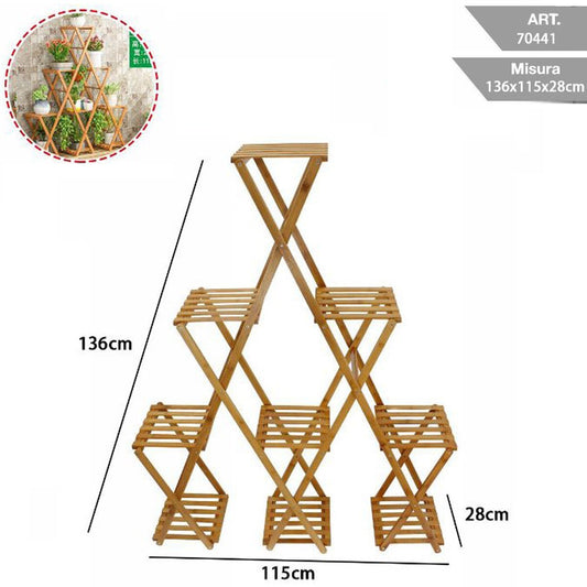 ÉTAGÈRE PORTE-PLANTES BAMBOU 6 NIVEAUX POTS FLEURS SALON 70441
