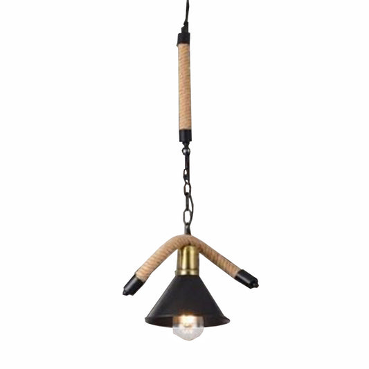 LUSTRE SUSPENSION E27 CORDE CHANVRE PENDENTIF CLOCHES STYLE RUSTIQUE VINTAGE