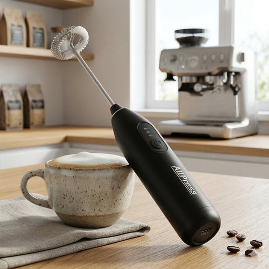 Mousseur à Lait Électrique USB Mousseur à Lait Sans Fil 3 Vitesses Petit Déjeuner AS-08114