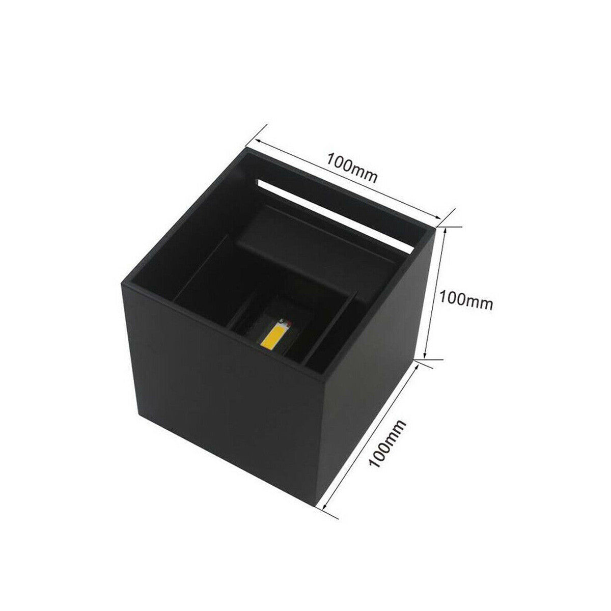 APPLIQUE NERO CUBO LED 10W FARETTO LAMPADA PARETE MURO LUCE FREDDO 6000K