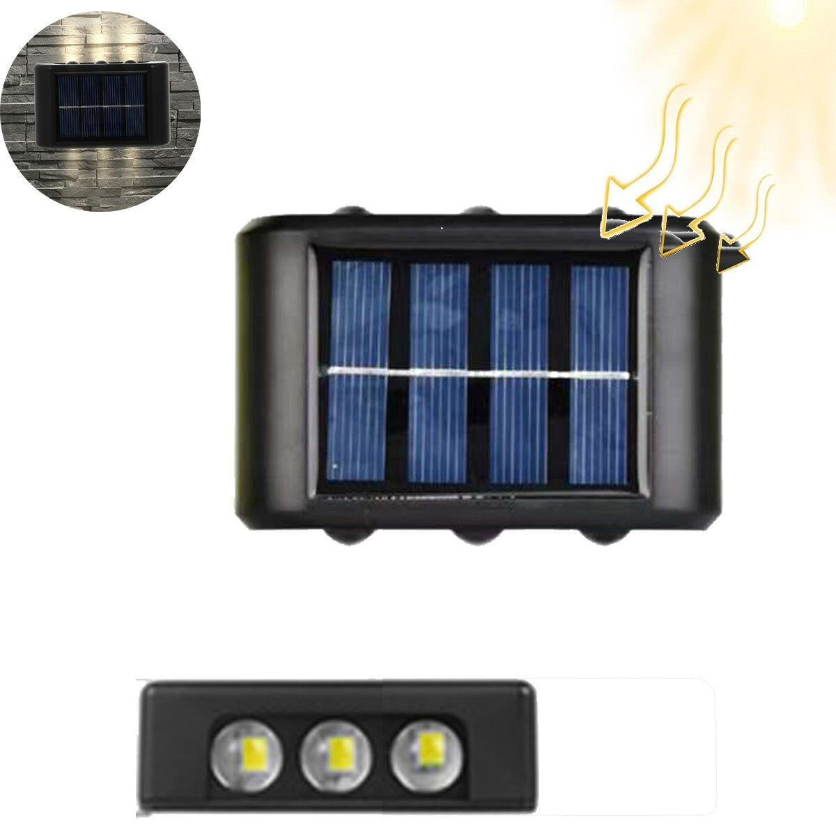 APPLIQUE MURALE 6 LED SOLAIRE IP65 BIDIRECTIONNELLE JARDIN TE-B0567