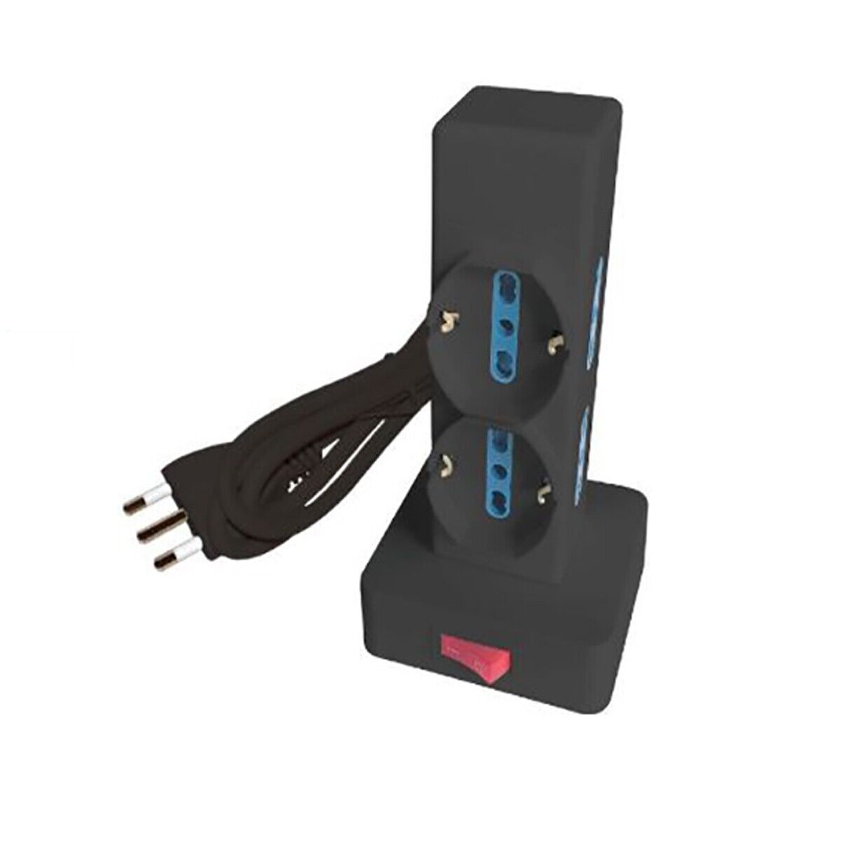 MULTIPRESA VERTICALE CIABATTA TORRE 6 USCITE 16A SCHUKO 250V INTERRUTTORE ON OFF