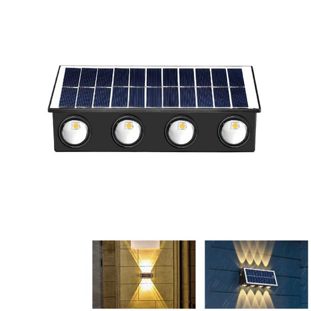 APPLIQUE LAMPE 8 LED MUR MURAL SOLAIRE IP65 BLANC CHAUD JARDIN TE-B0578*