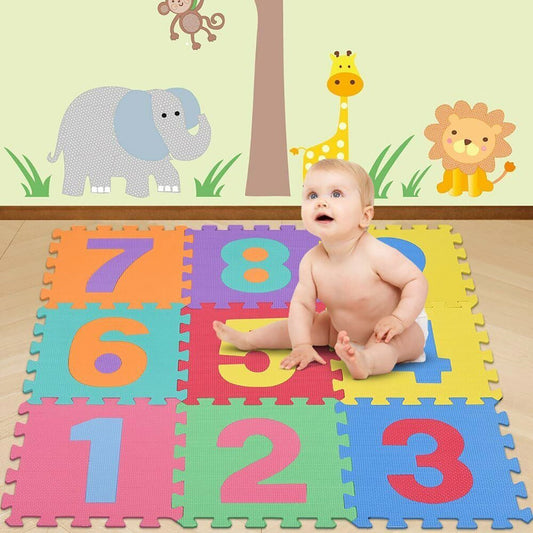 10 TAPIS DE JEU PUZZLE GÉANT CHIFFRES COLORÉS ENFANT 29.5CM MOUSSE EVA