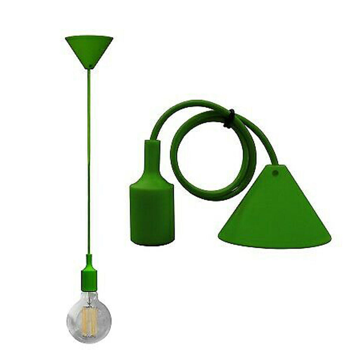 PORTALAMPADA A SOSPENSIONE PENDENTE LAMPADARIO SOFFITTO E27 VERDE DT-J02