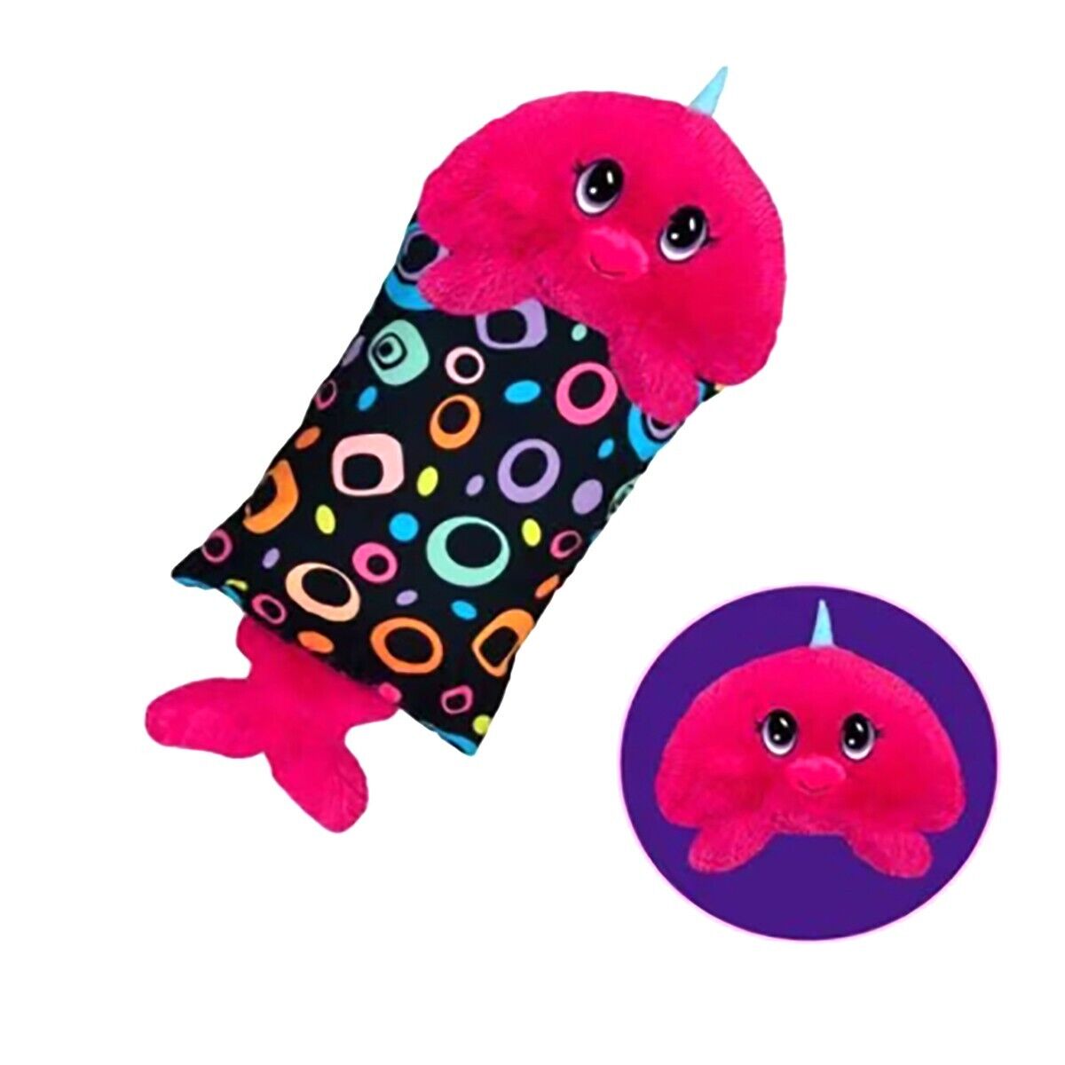 FEDERA COPRI CUSCINO CON PELUCHE RIMOVIBILE IDEA REGALO BAMBINI FOCA VIOLA