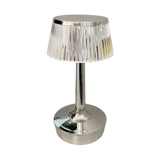 LAMPE DE TABLE LED RECHARGEABLE TACTILE INTÉRIEURE EFFET CRISTAL ARGENTÉ