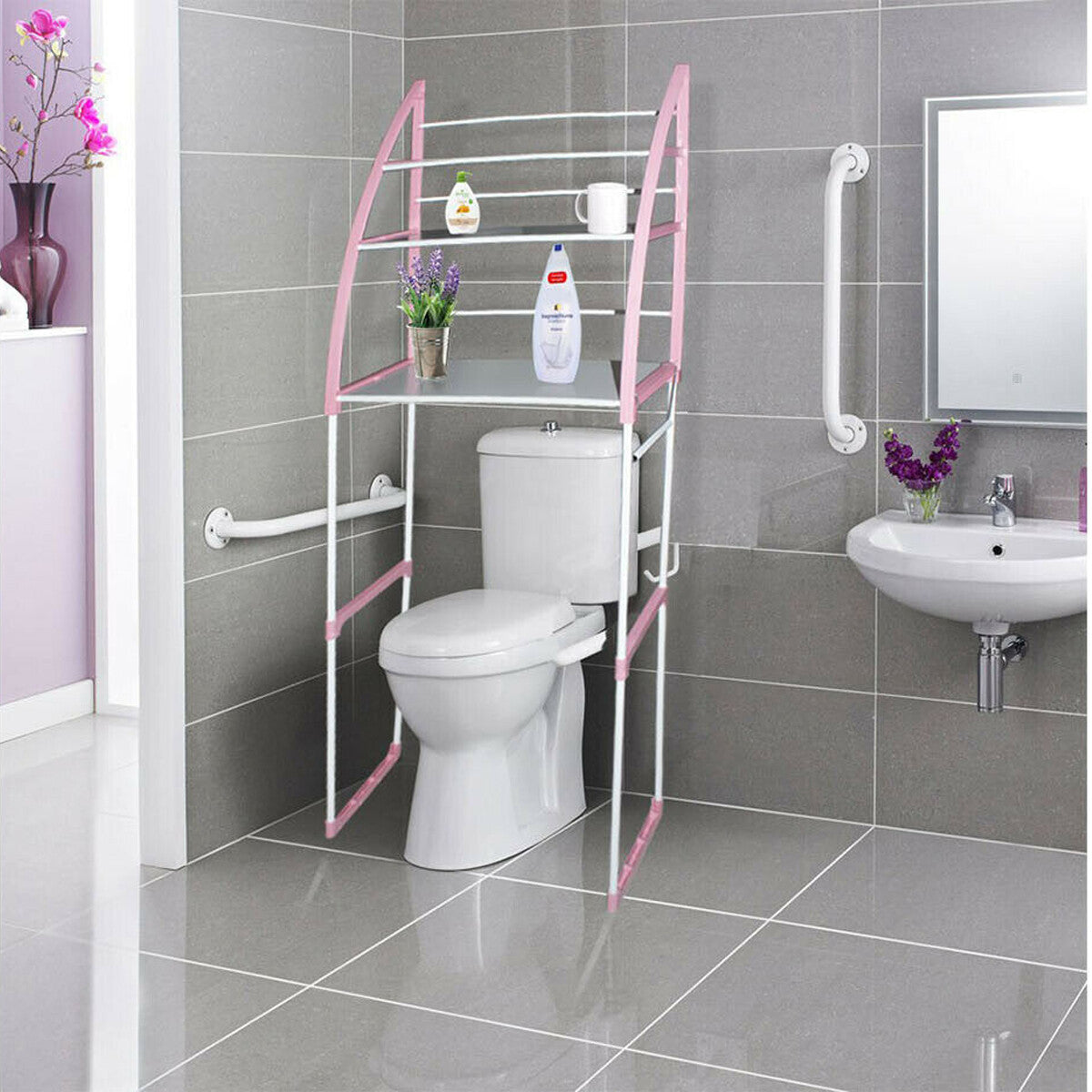 ORGANISEUR À 3 ÉTAGÈRES AU-DESSUS DES TOILETTES SALLE DE BAIN GAIN DE PLACE RANGEMENT
