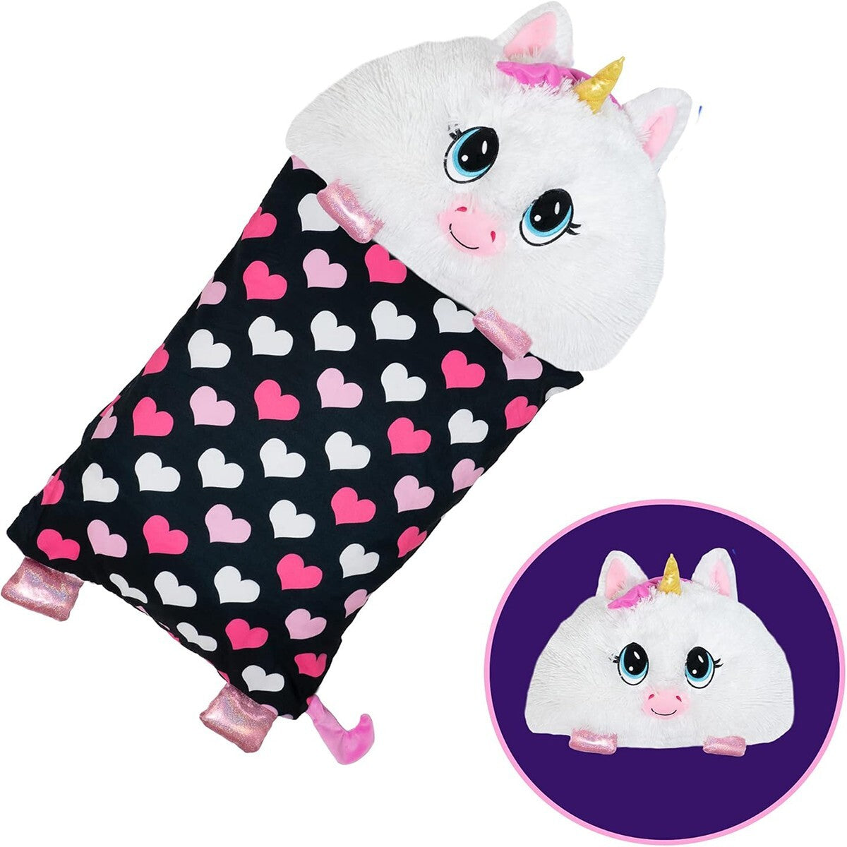 TAIE D'OREILLER AVEC PELUCHE LICORNE AMOVIBLE IDÉE CADEAU FILLETTE