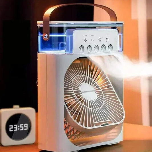 VENTILATEUR PORTABLE À USAGE DOMESTIQUE RAFRAÎCHISSEUR ET HUMIDIFICATEUR 7 LUMIÈRES LED