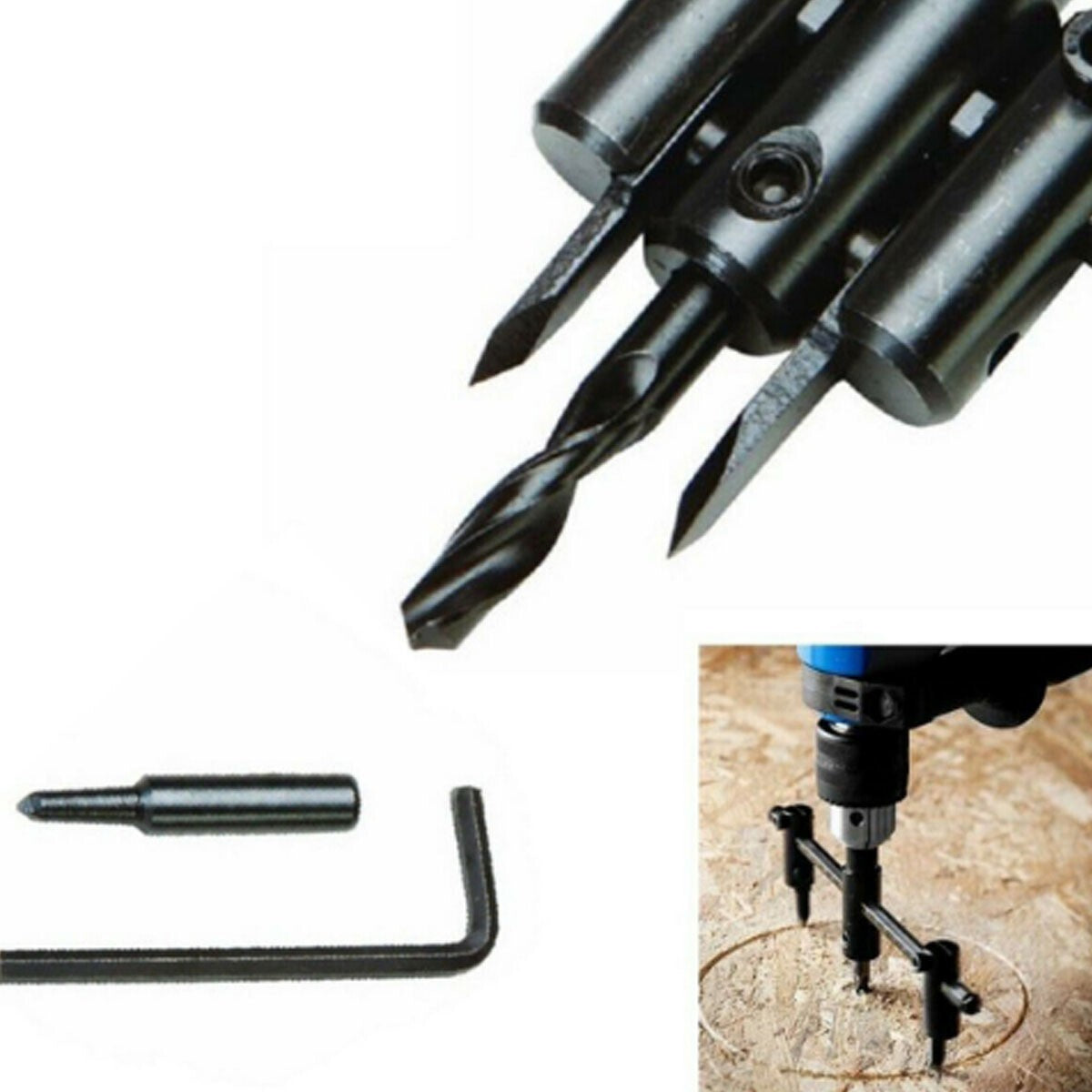 PUNTA TRAPANO TAGLIERINA CIRCOLARE GUIDA REGOLABILE TAGLIO FORO CARTONGESSO 30CM