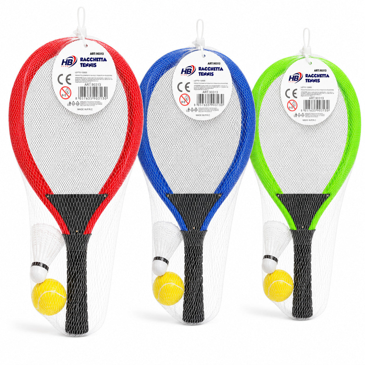 RACCHETTE TENNIS 55CM CON PALLINA VOLANO GIOCO PADEL PISCINA SPIAGGIA 90313