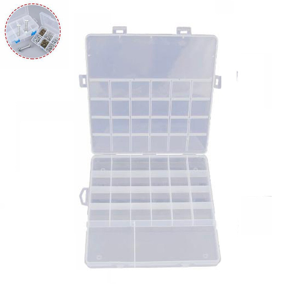 SCATOLA PLASTICA CONTENITORE GIOIELLI PERLINE UTENSILI VITI VARI SCOMPARTI 68513