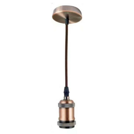 PORTALAMPADA LAMPADARIO SOSPENSIONE SOFFITTO PENDENTE VINTAGE 2MT BRONZO ROSSO