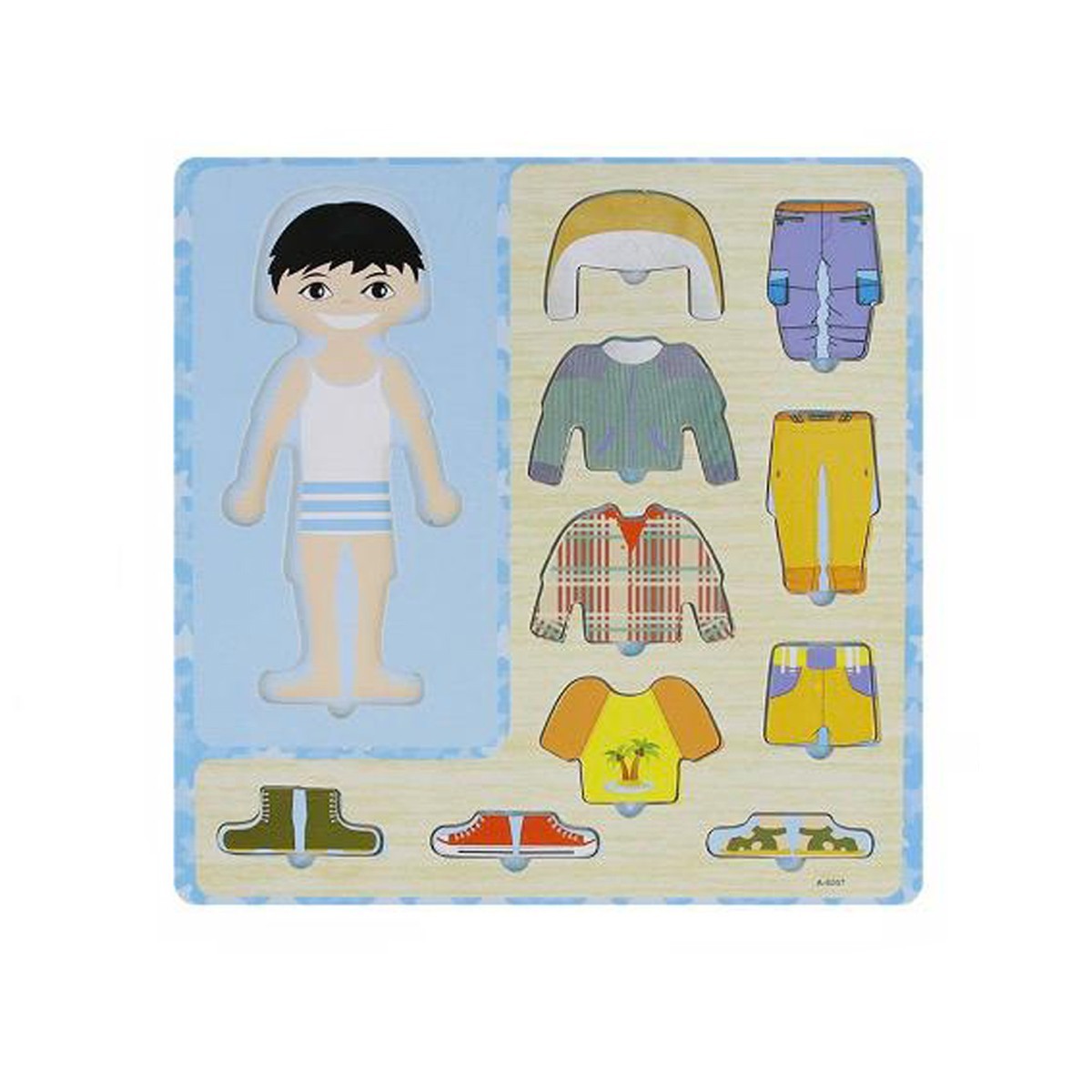 PUZZLE LEGNO INCASTRO EDUCATIVO BAMBINO VESTITI TSHIRT SENSORIALE BAMBINI 52995